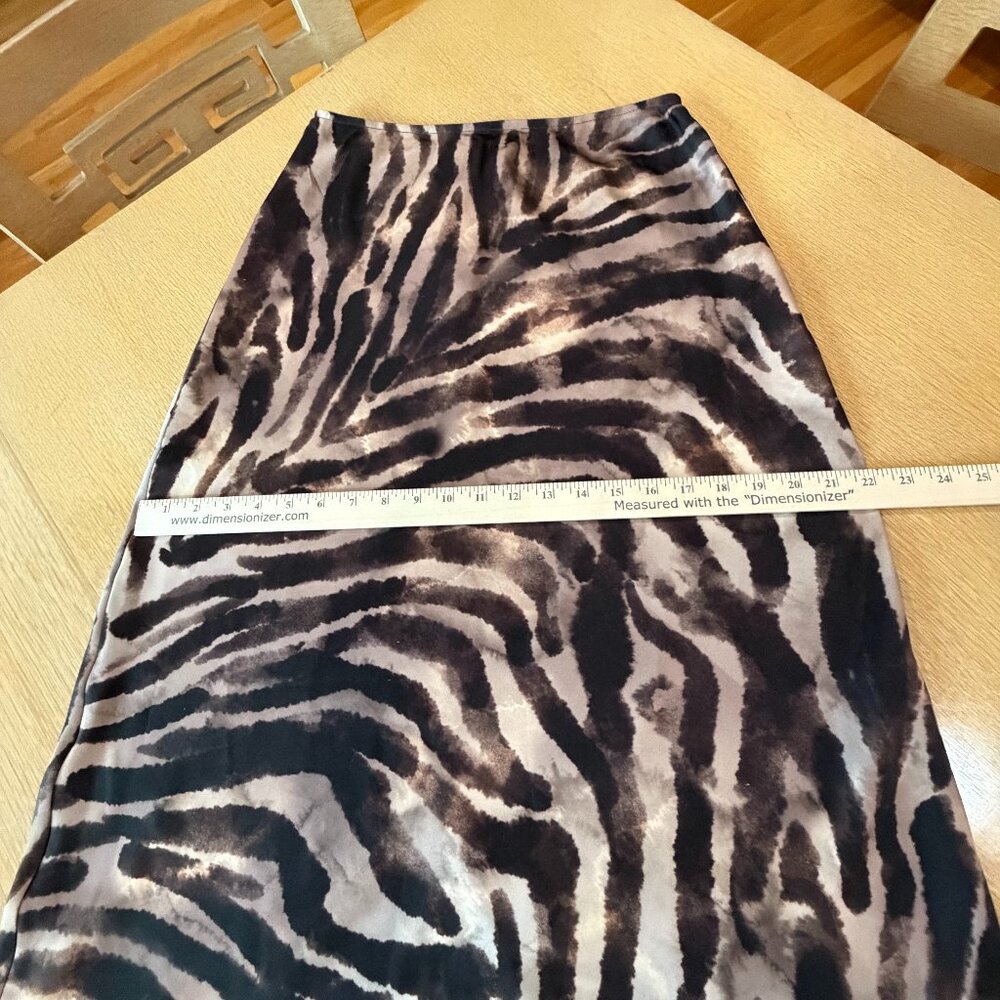 WMNS M Mango MNG Animal Print Midi Slip Skirt BNWT elastic-waist brown zebra max - Picture 7 of 14